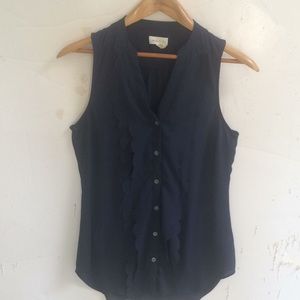 Anthropologie Meadow Rue 2 Silky Ruffled V Top